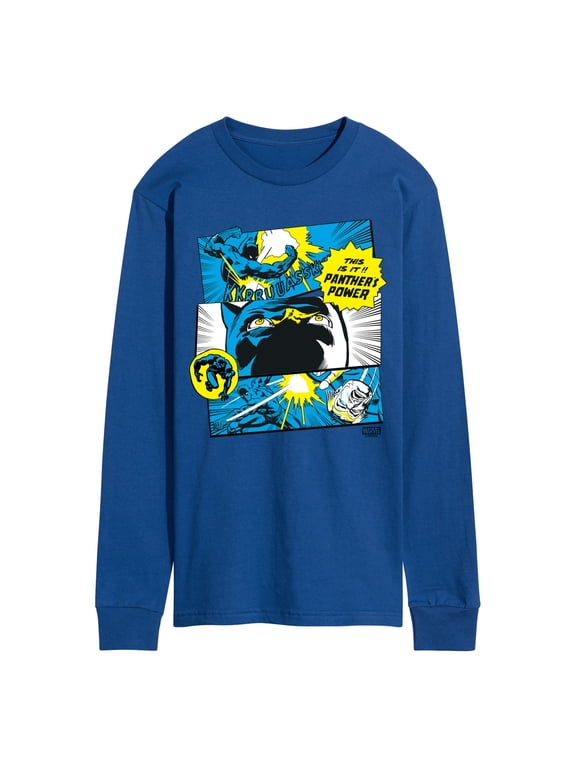 - Black Panther Comic Panels Men's Long Sleeve Graphic T-Shirt
