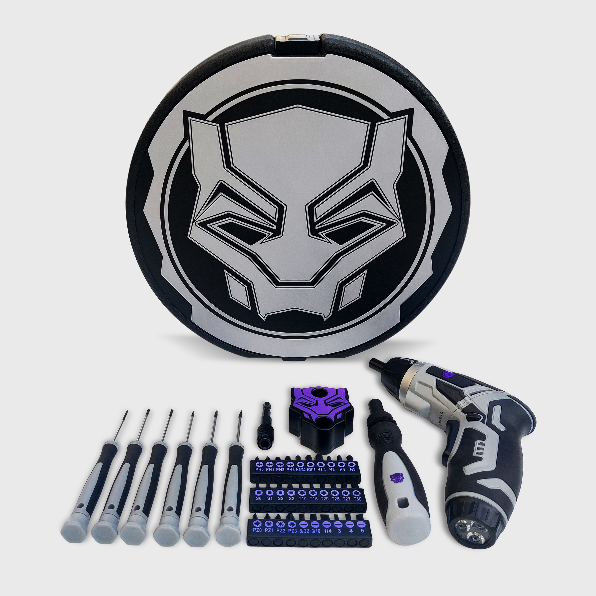 Marvel Black Panther Cordless 41pc 3.6v Power Screwdriver Set - image 1 of 9
