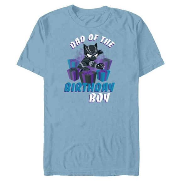 Marvel Black Panther Family Party Dad of the Birthday Boy - Short Sleeve Blended T-Shirt for Adults - Customized-Ocean Blue