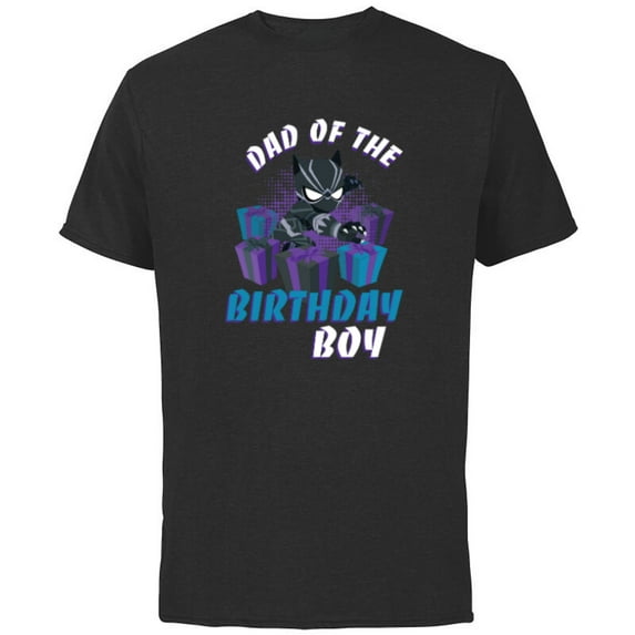 Marvel Black Panther Family Party Dad of the Birthday Boy - Short Sleeve Cotton T-Shirt for Adults - Customized-Black