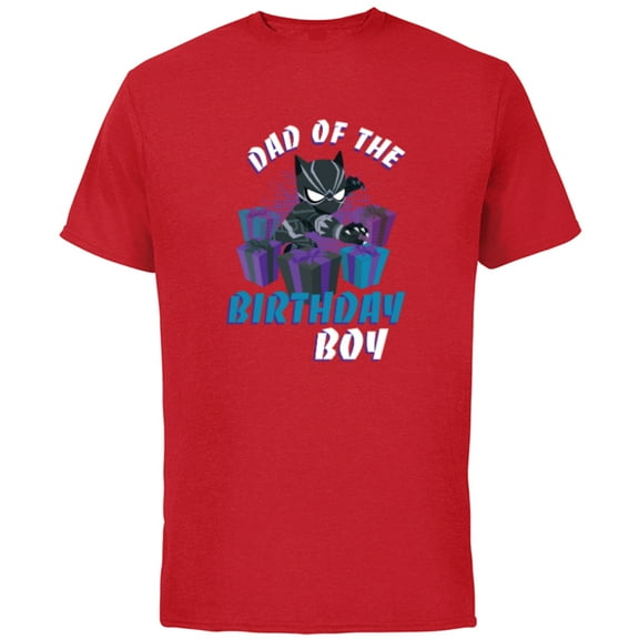 Marvel Black Panther Family Party Dad of the Birthday Boy - Short Sleeve Cotton T-Shirt for Adults - Customized-Red