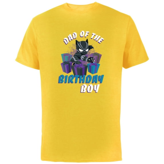 Marvel Black Panther Family Party Dad of the Birthday Boy - Short Sleeve Cotton T-Shirt for Adults - Customized-Yellow