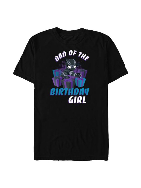 Black Panther Family Party Dad of the Birthday Girl - Short Sleeve Blended T-Shirt for Adults - Customized-Black