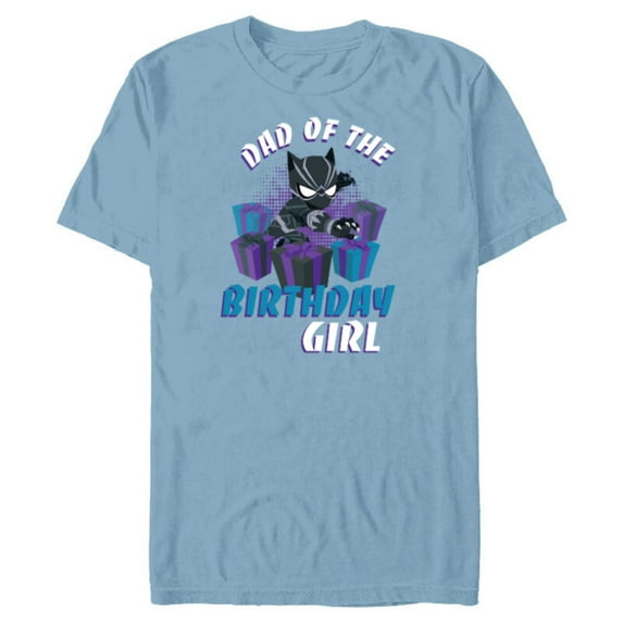 Marvel Black Panther Family Party Dad of the Birthday Girl - Short Sleeve Blended T-Shirt for Adults - Customized-Ocean Blue