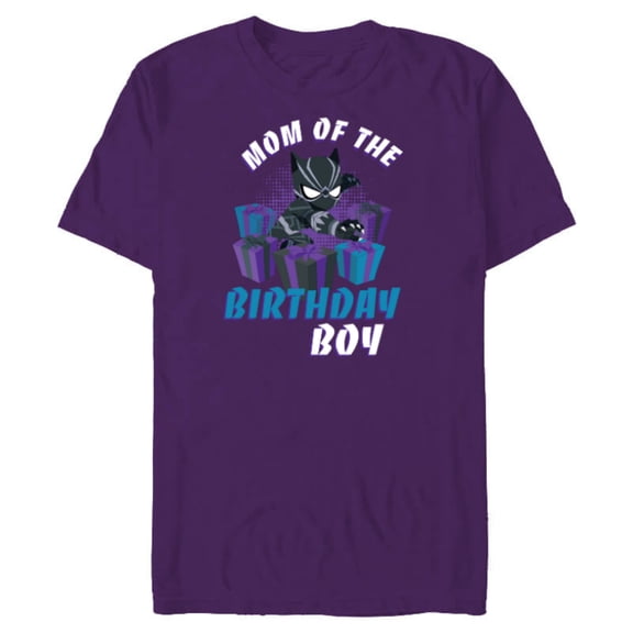 Marvel Black Panther Family Party Mom of the Birthday Boy - Short Sleeve Blended T-Shirt for Adults - Customized-Purple