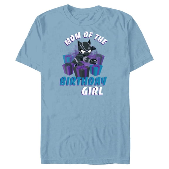 Marvel Black Panther Family Party Mom of the Birthday Girl - Short Sleeve Blended T-Shirt for Adults - Customized-Ocean Blue