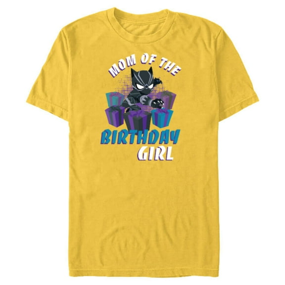Marvel Black Panther Family Party Mom of the Birthday Girl - Short Sleeve Blended T-Shirt for Adults - Customized-Yellow