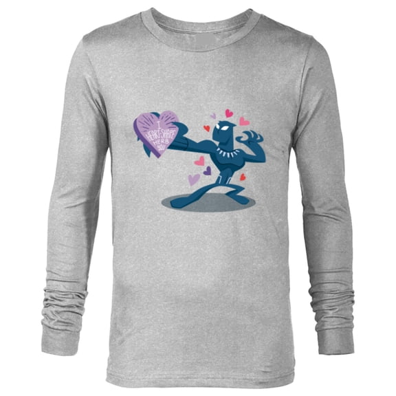 Marvel Black Panther I Heart-Shape Herb You Valentine’s Day - Long Sleeve T-Shirt for Men - Customized-Athletic Heather