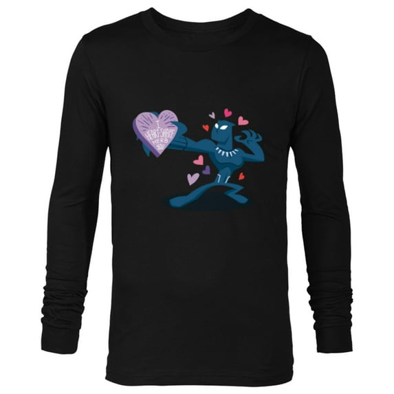 Marvel Black Panther I Heart-Shape Herb You Valentine’s Day - Long Sleeve T-Shirt for Men - Customized-Black