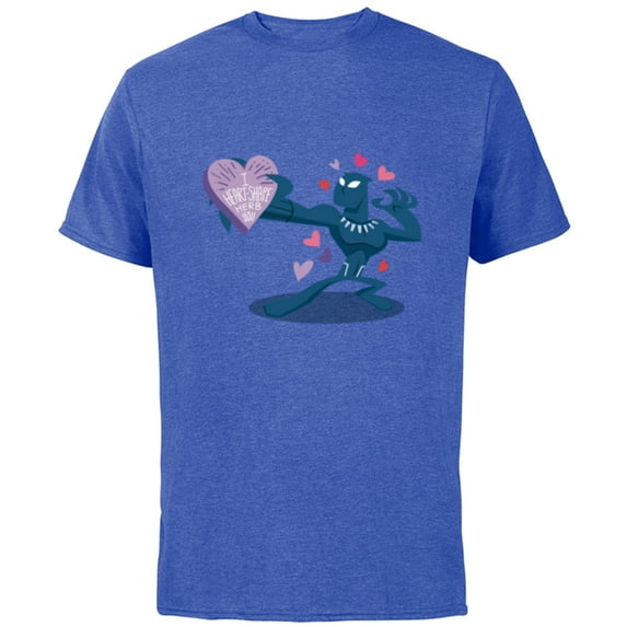 Marvel Black Panther I Heart-Shape Herb You Valentine’s Day - Short Sleeve Cotton T-Shirt for Adults - Customized-Royal Heather