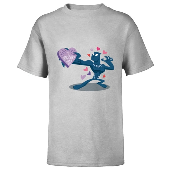 Marvel Black Panther I Heart-Shape Herb You Valentine’s Day - Short Sleeve T-Shirt for Kids - Customized-Athletic Heather