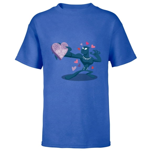 Marvel Black Panther I Heart-Shape Herb You Valentine’s Day - Short Sleeve T-Shirt for Kids - Customized-Royal