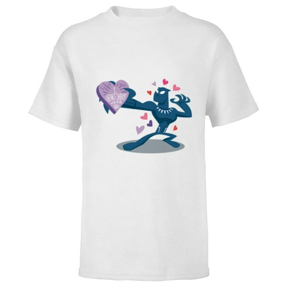 Marvel Black Panther I Heart-Shape Herb You Valentine’s Day - Short Sleeve T-Shirt for Kids - Customized-White