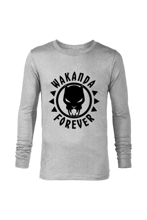 Black Panther Icon Wakanda Forever Circle - Long Sleeve T-Shirt for Men - Customized-Athletic Heather