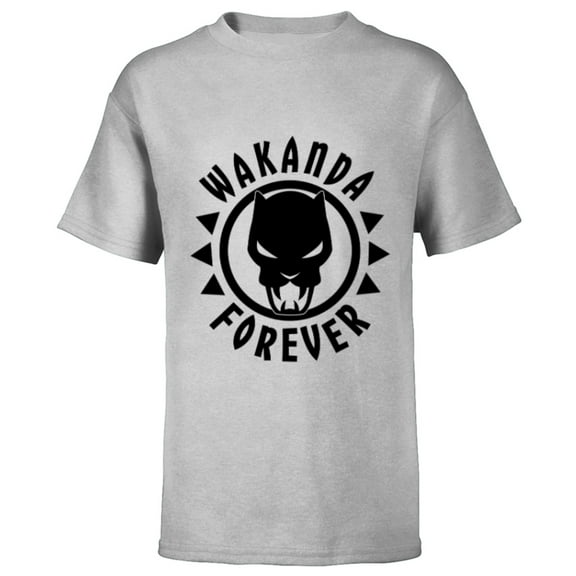 Marvel Black Panther Icon Wakanda Forever Circle - Short Sleeve T-Shirt for Kids - Customized-Athletic Heather