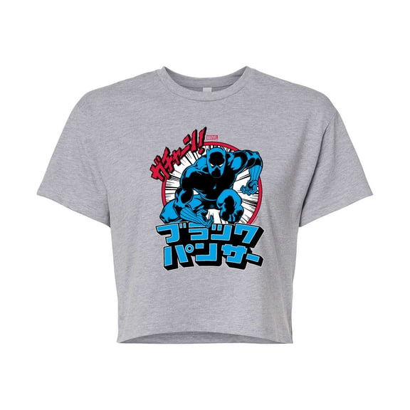 Marvel Black Panther - Katakana Panther - Juniors Cropped Tee