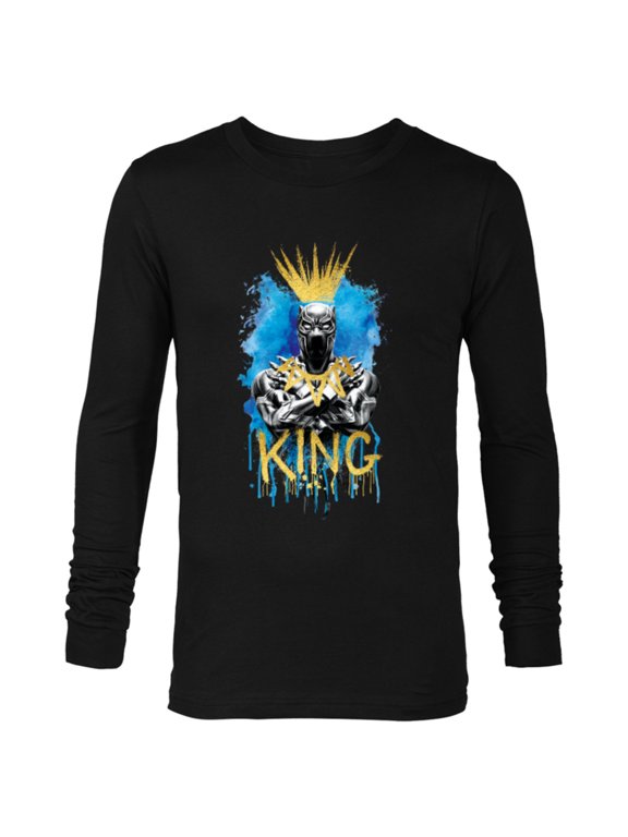 Black Panther King T'Challa Blue and Gold - Long Sleeve T-Shirt for Men - Customized-Black