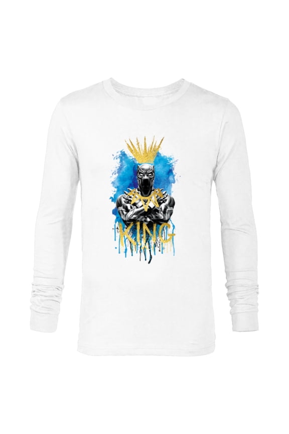 Black Panther King T'Challa Blue and Gold - Long Sleeve T-Shirt for Men - Customized-White