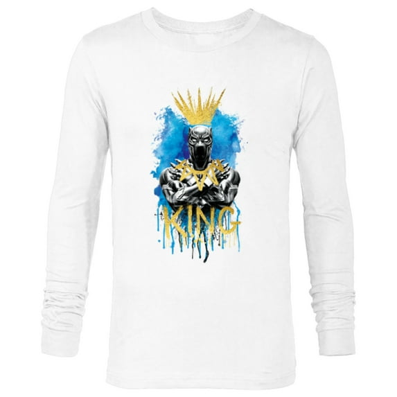 Marvel Black Panther King T'Challa Blue and Gold - Long Sleeve T-Shirt for Men - Customized-White