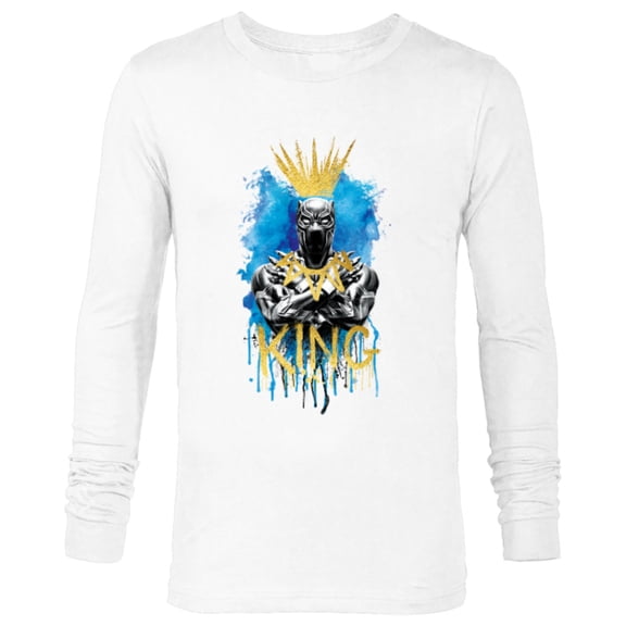 Marvel Black Panther King T'Challa Blue and Gold - Long Sleeve T-Shirt for Men - Customized-White