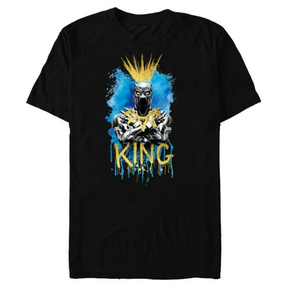 Marvel Black Panther King T'Challa Blue and Gold - Short Sleeve Blended T-Shirt for Adults - Customized-Black