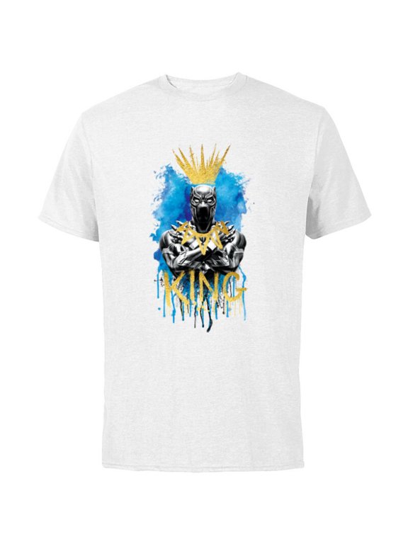 Black Panther King T'Challa Blue and Gold - Short Sleeve Cotton T-Shirt for Adults - Customized-White