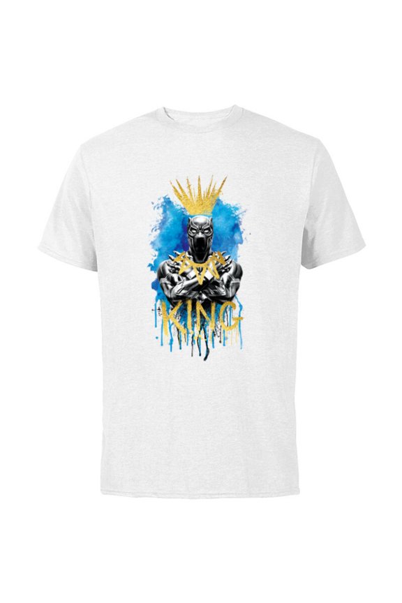Black Panther King T'Challa Blue and Gold - Short Sleeve Cotton T-Shirt for Adults - Customized-White