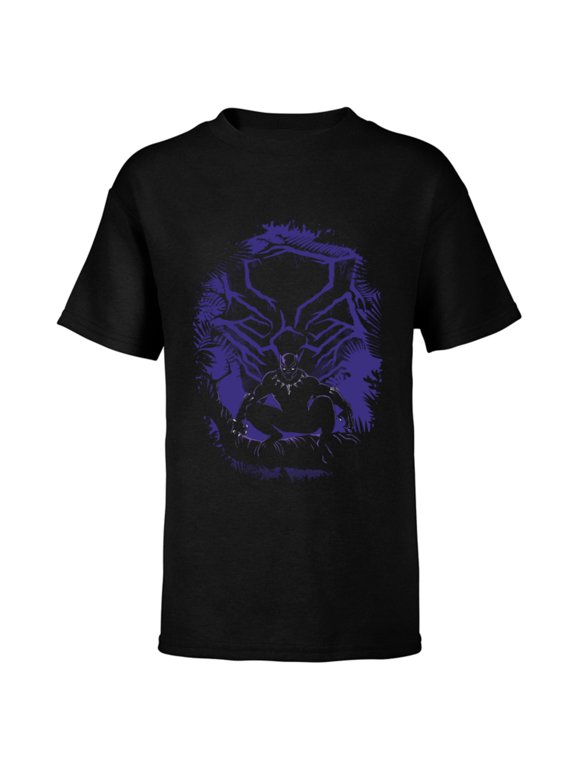 Black Panther King T'Challa Forest Mask - Short Sleeve T-Shirt for Kids - Customized-Black