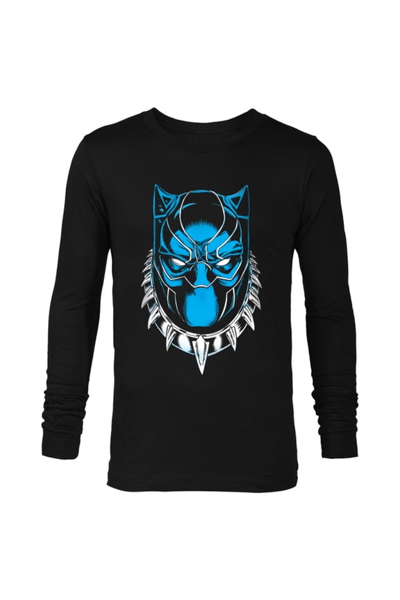 Black Panther King T'Challa Mask - Long Sleeve T-Shirt for Men - Customized-Black