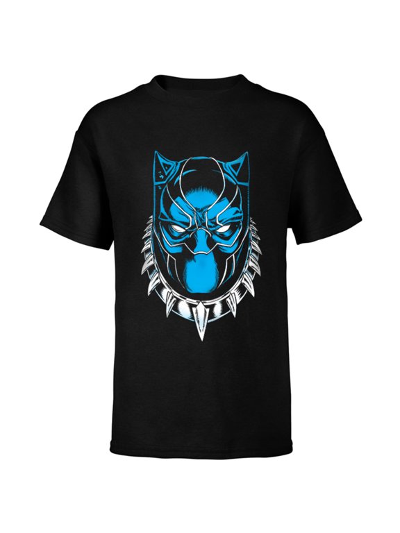 Black Panther King T'Challa Mask - Short Sleeve T-Shirt for Kids - Customized-Black