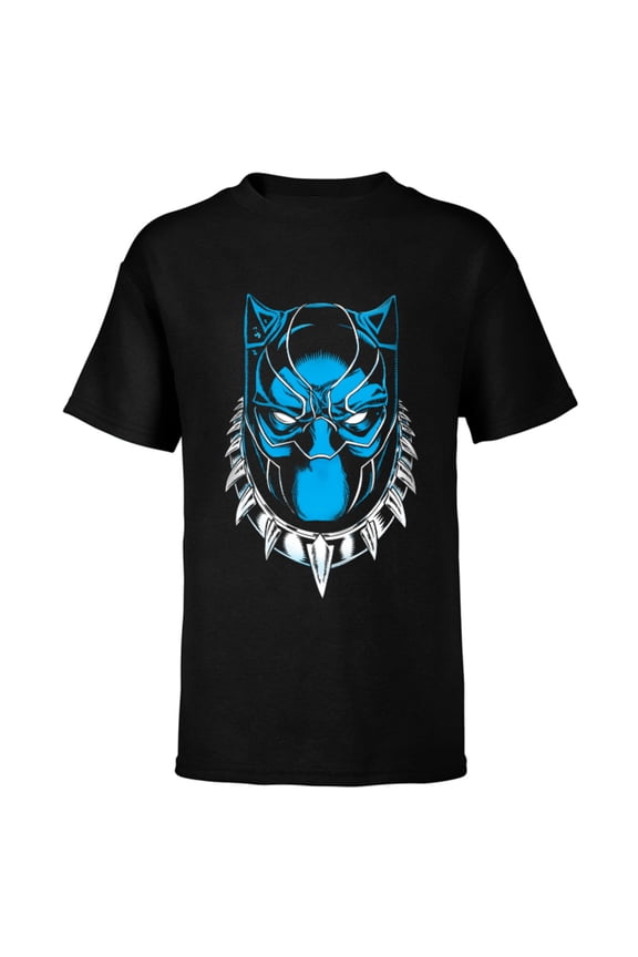 Black Panther King T'Challa Mask - Short Sleeve T-Shirt for Kids - Customized-Black
