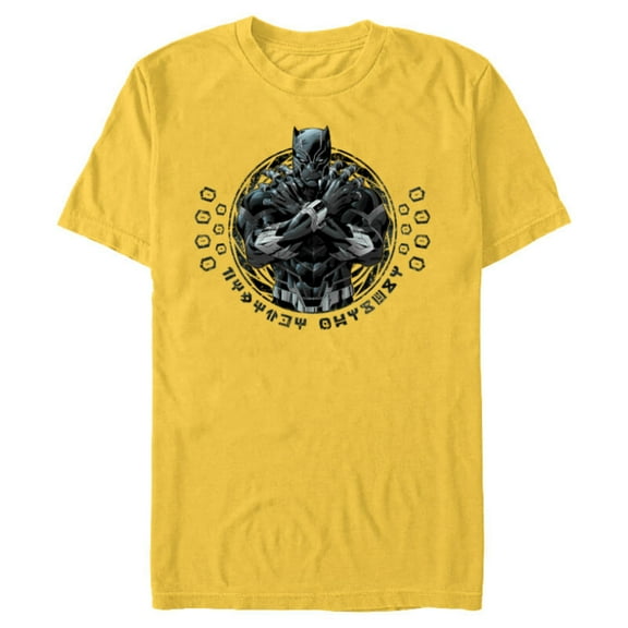 Marvel Black Panther King T'Challa Wakanda Lettering - Short Sleeve Blended T-Shirt for Adults - Customized-Yellow