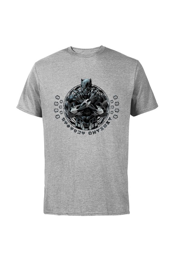 Black Panther King T'Challa Wakanda Lettering - Short Sleeve Cotton T-Shirt for Adults - Customized-Athletic Heather