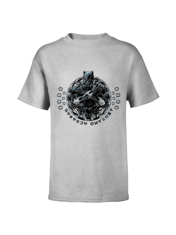 Black Panther King T'Challa Wakanda Lettering - Short Sleeve T-Shirt for Kids - Customized-Athletic Heather