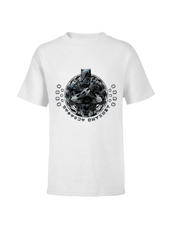 Black Panther King T'Challa Wakanda Lettering - Short Sleeve T-Shirt for Kids - Customized-White