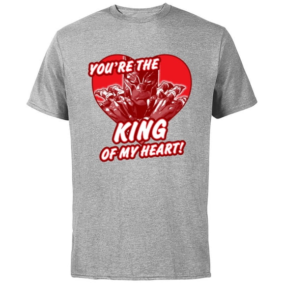 Marvel Black Panther King Valentine's Day Heart - Short Sleeve Cotton T-Shirt for Adults - Customized-Athletic Heather