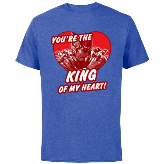Marvel Black Panther King Valentine's Day Heart - Short Sleeve Cotton T-Shirt for Adults - Customized-Royal Heather
