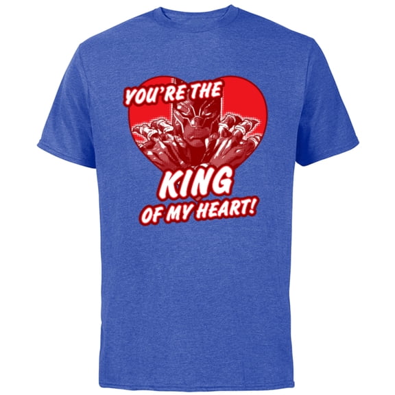 Marvel Black Panther King Valentine's Day Heart - Short Sleeve Cotton T-Shirt for Adults - Customized-Royal Heather
