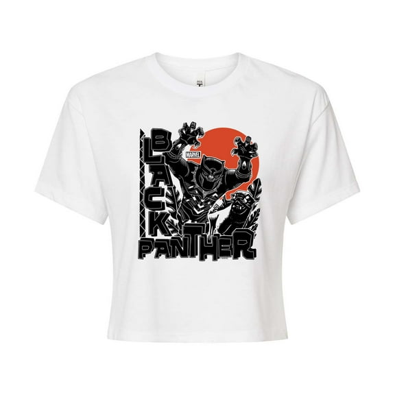 Marvel Black Panther - Linocut Style Print - Juniors Cropped Tee