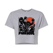 Marvel - Black Panther Linocut Style Print Womens Cropped Graphic T-Shirt
