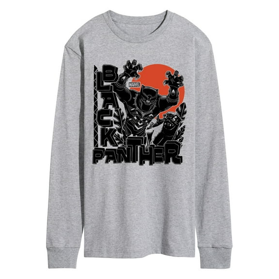 Marvel Black Panther - Linocut Style Print - Men's Long Sleeve Graphic T-Shirt