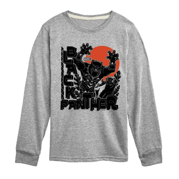 Marvel Black Panther - Linocut Style Print - Toddler And Youth Long Sleeve Graphic T-Shirt