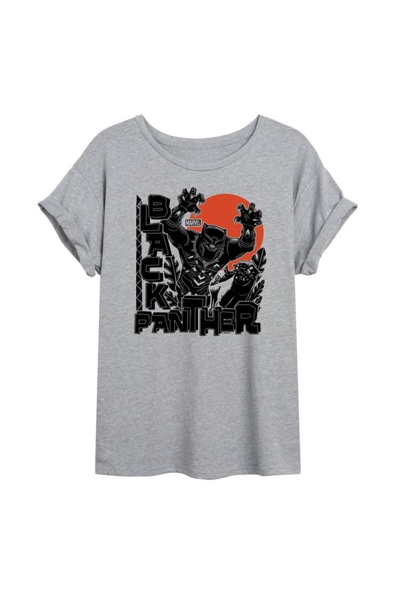 Black Panther - Linocut Style Print - Women's Oversized Graphic T-Shirt