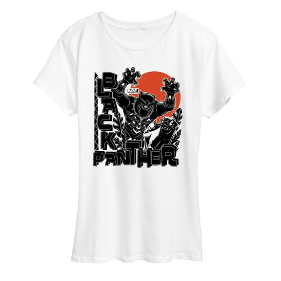 Marvel Black Panther - Linocut Style Print - Women's Short Sleeve Graphic T-Shirt