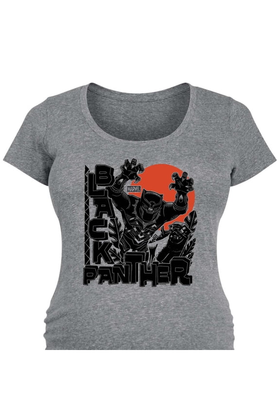 - Black Panther Linocut - Women's Maternity Scoop Neck Graphic T-Shirt