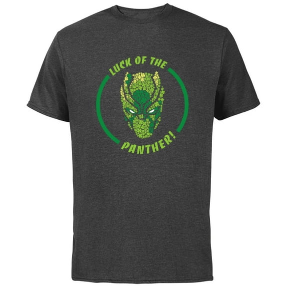Marvel Black Panther Luck of the Panther St. Patrick’s Day - Short Sleeve Cotton T-Shirt for Adults - Customized-Charcoal