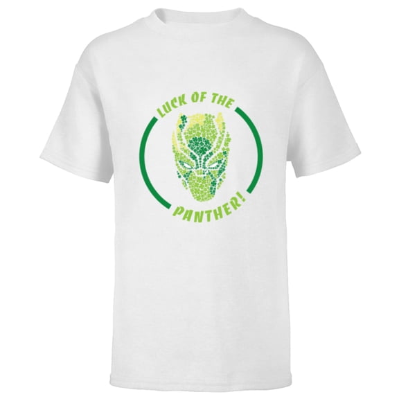 Marvel Black Panther Luck of the Panther St. Patrick’s Day - Short Sleeve T-Shirt for Kids - Customized-White
