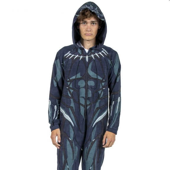 Marvel Black Panther Men's Hooded Union Suit With Leg Hem-Large