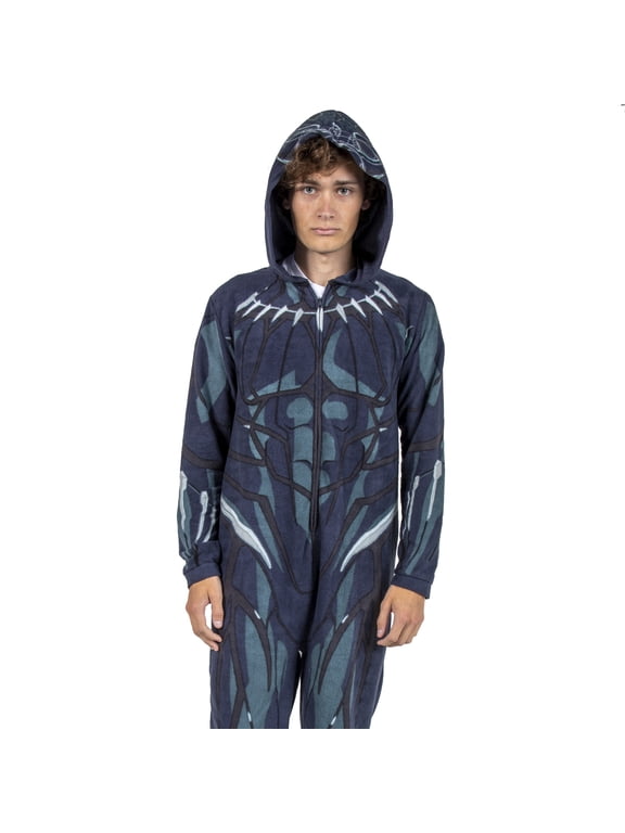 Marvel Black Panther Men's Hooded Union Suit With Leg Hem-Large