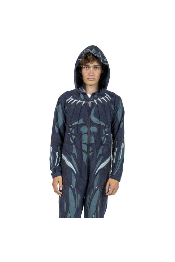 Marvel Black Panther Men's Hooded Union Suit With Leg Hem-Medium